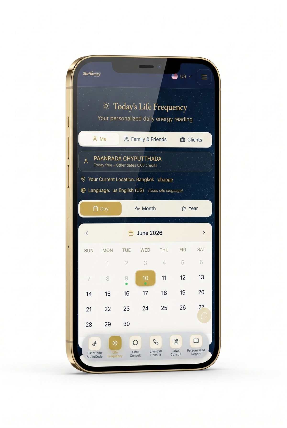 BIRTHEORY Life Frequency — Daily, Monthly, and Yearly personalised energy readings