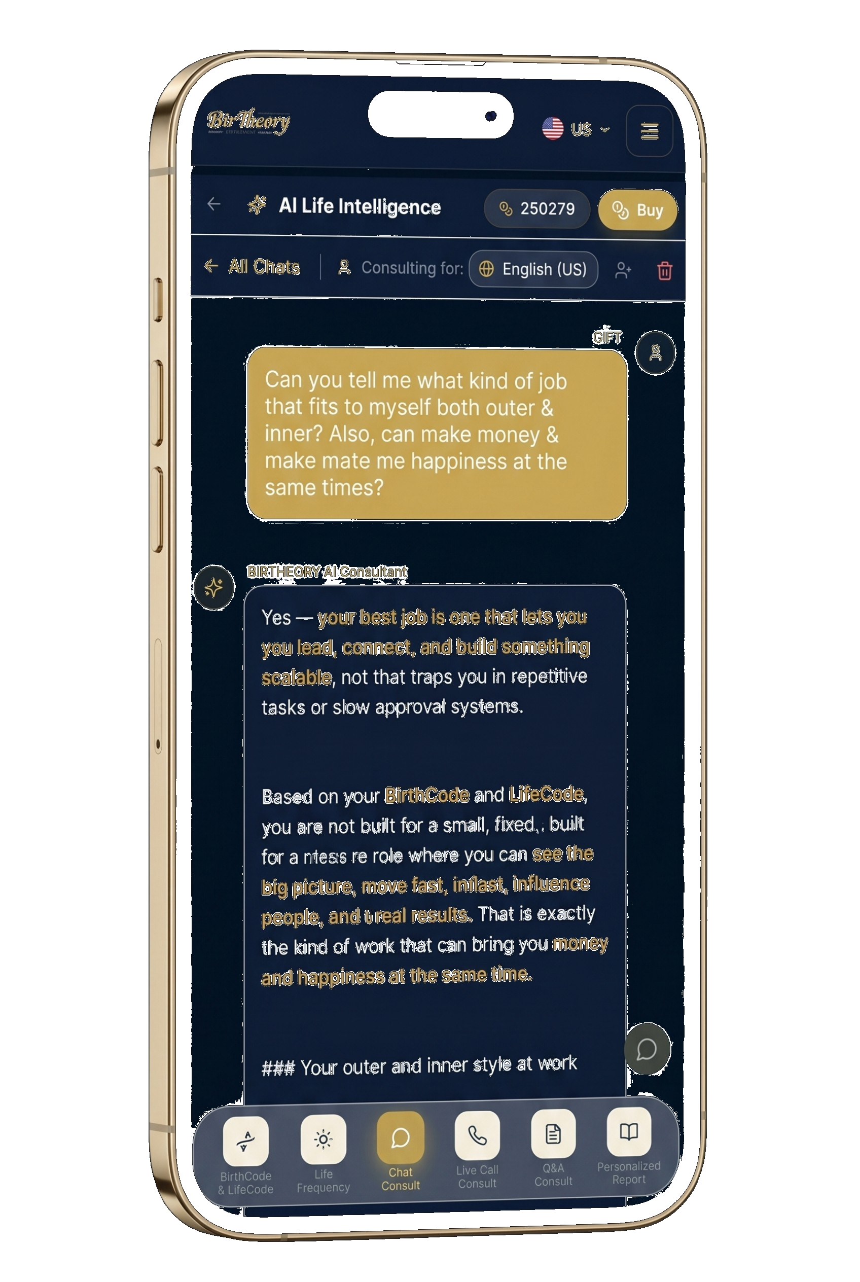 Chat Consult — AI Life Intelligence chat on iPhone